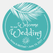Beach Welkomsttrouwstickers Ronde Sticker (Voorkant)