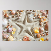 Beach White Sand Seashells Poster (Voorkant)