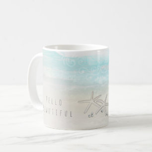 Beach White Starfish Elegant Summer Chic Tropical Koffiemok
