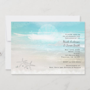 Beach White Starfish Elegant Summer Invitations Kaart