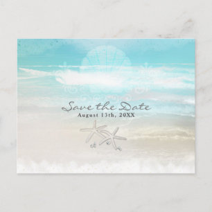 Beach White Starfish Elegant Summer Save the Date Aankondigingskaart