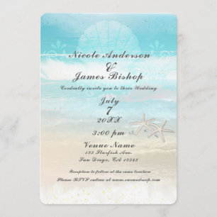 Beach White Starfish Elegant Summer Weddenschap Kaart