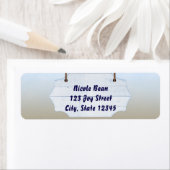 Beach White Wood Sign Invitation Adresetiketten Etiket (Insitu)
