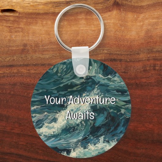 Beach Whitecaps Uw avontuur begint Sleutelhanger (Achterkant)