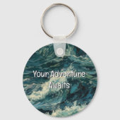 Beach Whitecaps Uw avontuur begint Sleutelhanger (Achterkant)