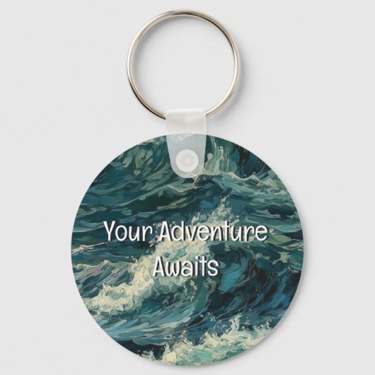 Beach Whitecaps Uw avontuur begint Sleutelhanger (Achterkant)