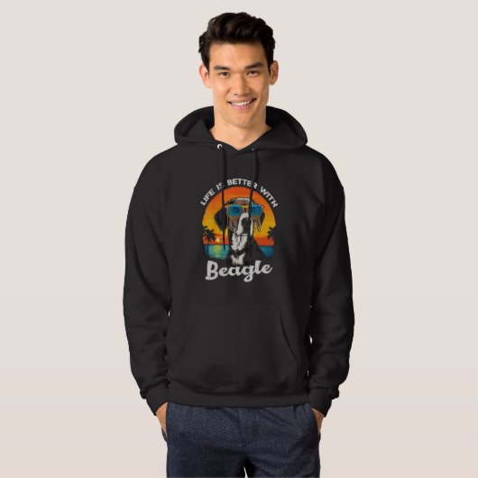 Beach  with a Beagle Dog Hoodie (Voorkant volledig)