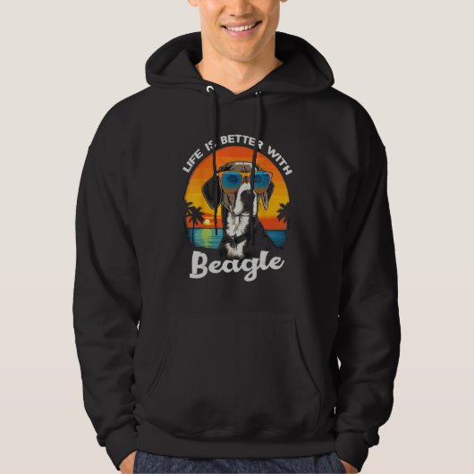 Beach with a Beagle Dog Hoodie (Voorkant)