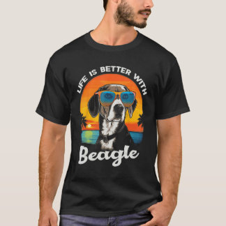 Beach  with a Beagle Dog T-shirt