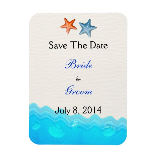 Beach with Starfish Save the Date Magneet (Verticaal)