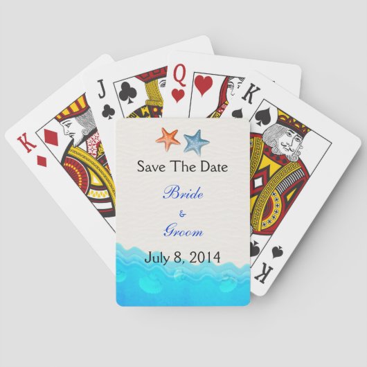 Beach with Starfish Save the Date Pokerkaarten (Achterkant)