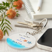 Beach with Starfish Save the Date Sleutelhanger (Voorkant Rechts)