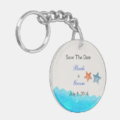 Beach with Starfish Save the Date Sleutelhanger (Voorkant Links)