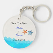 Beach with Starfish Save the Date Sleutelhanger (Achterkant)