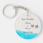 Beach with Starfish Save the Date Sleutelhanger (Voorkant)