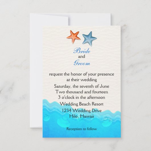 Beach with Starfish Weddenschap Kaart (Voorkant)