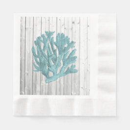 Beach Wood Blauwgroen Coral Paper Napkins Servet