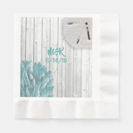 Beach Wood Blauwgroen Coral Paper Napkins Servet