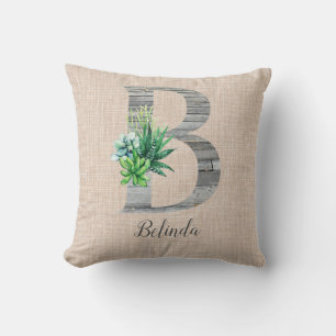 Beach Wood Letter B & Succulents Personal Kussen