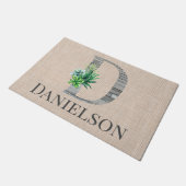 Beach Wood Letter D & Succulents Personalized Deurmat (Schuin)