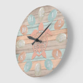 Beach Wood Nautical Stripes, Zee Glass, schildpad Grote Klok (Hoek)