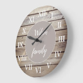 Beach Wood Roman Numers Familienaam Aangepast Grote Klok (Hoek)