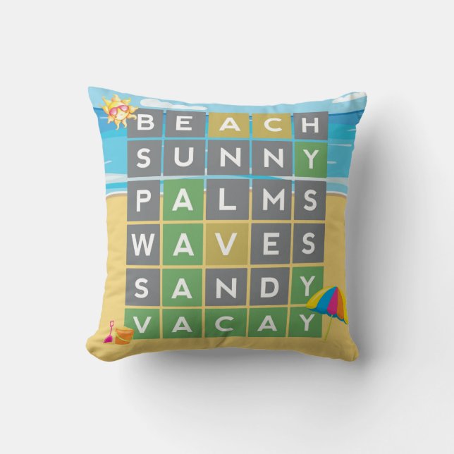 Beach Word Art Summer Vacation Word Puzzle Kussen (Voorkant)