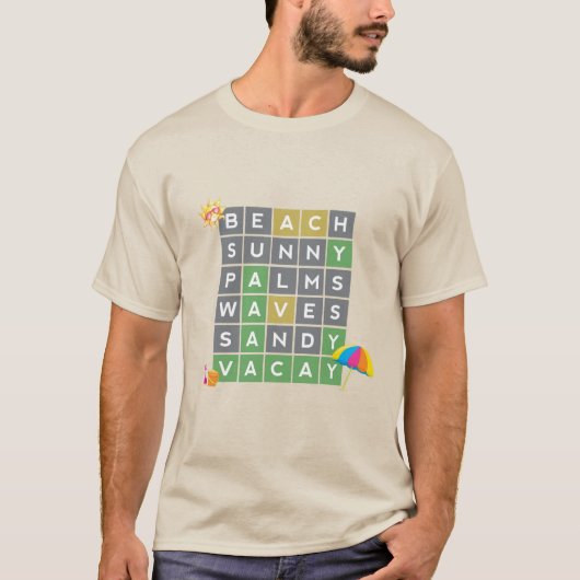 Beach Word Art Summer Vacation Word Puzzle T-shirt (Voorkant)