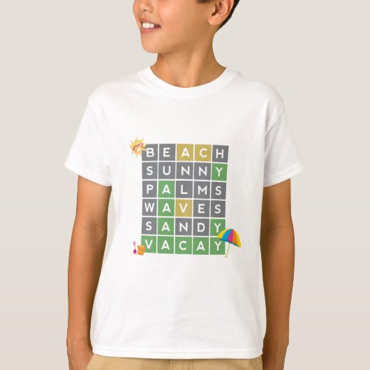 Beach Word Art Summer Vacation Word Puzzle T-shirt (Voorkant)