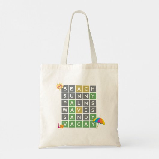 Beach Word Art Summer Vacation Word Puzzle Tote Bag (Achterkant)