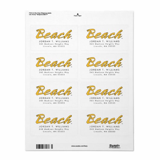 Beach Wordmark Etiket (Full Sheet)