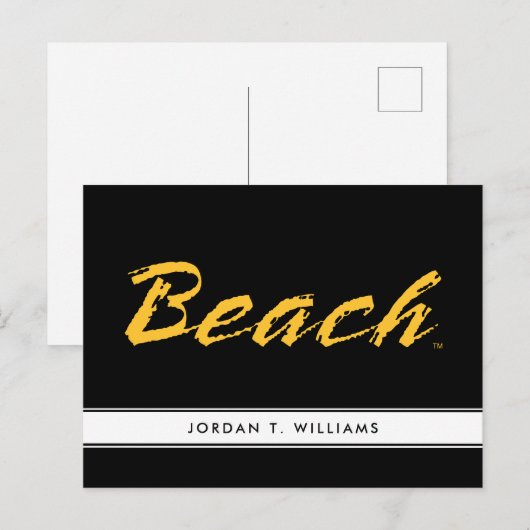 Beach Wordmark Uitnodiging Briefkaart (Voorkant / Achterkant)