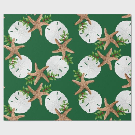 Beach Wreated Large Pattern Kerstmis Cadeaupapier (Vlak)
