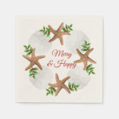 Beach Wreath Merry n Happy Kerstmis Napkin Servet (Voorkant)
