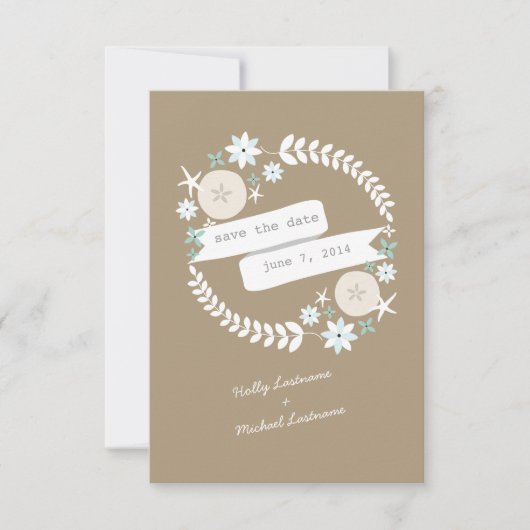 Beach Wreator & Banner Save the Date (Voorkant)