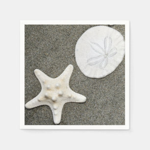 Beach X's en O's Starfish SanddollarPaper Napkin Servet