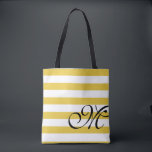 Beach Yellow & White Stripes Monogram Chic Tote Bag<br><div class="desc">Stap uit in stijl met dit zee groene en streept canvas tas.  Verkrijgbaar in vele kleuren,  waaronder geel,  grijs,  blauw,  paars,  groen en roze.  Bekijk ons tassen collectie voor meer kleuren in deze tas.</div>