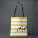 Beach Yellow & White Stripes Monogram Chic Tote Bag<br><div class="desc">Stap uit in stijl met dit zee groene en streept canvas tas.  Verkrijgbaar in vele kleuren,  waaronder geel,  grijs,  blauw,  paars,  groen en roze.  Bekijk ons tassen collectie voor meer kleuren in deze tas.</div>