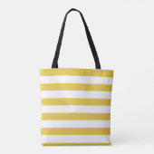 Beach Yellow & White Stripes Monogram Chic Tote Bag (Achterkant)