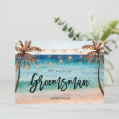 Beach You zal mijn Groomsman voorstel kaart zijn (Staand voorkant)