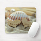 Beach,Zand,Seashell,Hout-harten -Gepersonaliseerd Muismat (Met muis)