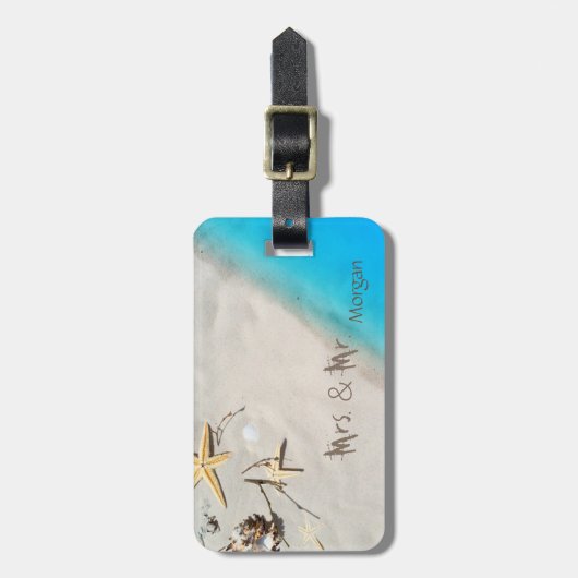 Beach,Zand,Seashell,Seastar,Personalized Bagagelabel (Voorkant verticaal)