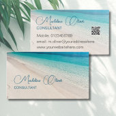Beach Zee Calm Travel Aqua Blue QR Code Visitekaartje