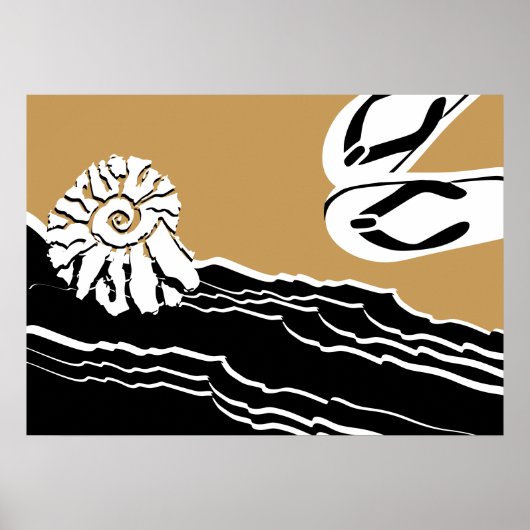 Beach Zee & Flip Flop Bathroom Poster (Voorkant)