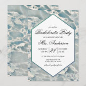 Beach Zee Glass Aqua Bachelorette Party Invitation Kaart (Voorkant / Achterkant)