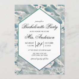 Beach Zee Glass Aqua Bachelorette Party Invitation Kaart
