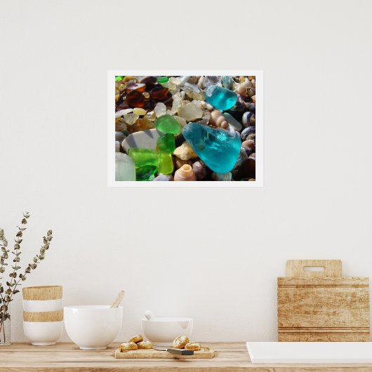 Beach Zee Glass art print Coastal Rock Garden (Keuken)