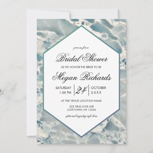 Beach Zee Glass Ocean Bridal Shower Invitation Kaart (Voorkant)