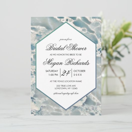 Beach Zee Glass Ocean Bridal Shower Invitation Kaart (Staand voorkant)