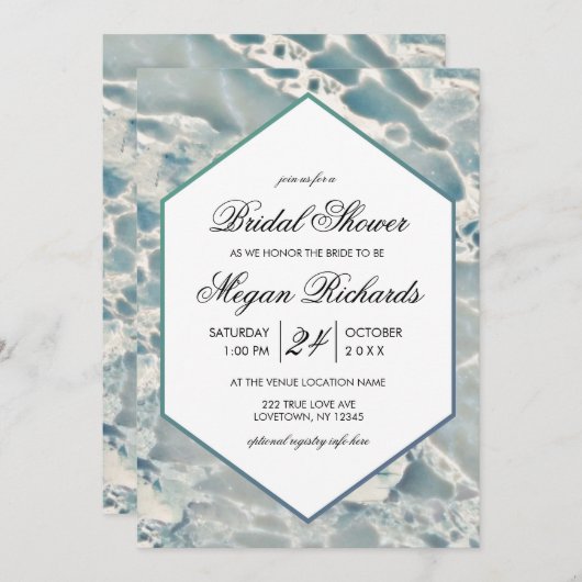 Beach Zee Glass Ocean Bridal Shower Invitation Kaart (Voorkant / Achterkant)